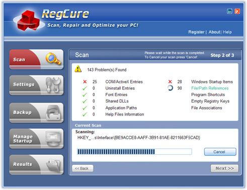 Download Free Scan: RegCure Registry Cleaner