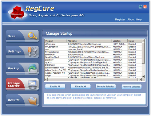 Download Free Scan: RegCure Registry Cleaner